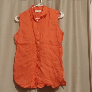 Uniqlo Linen Sleeveless Orange Top